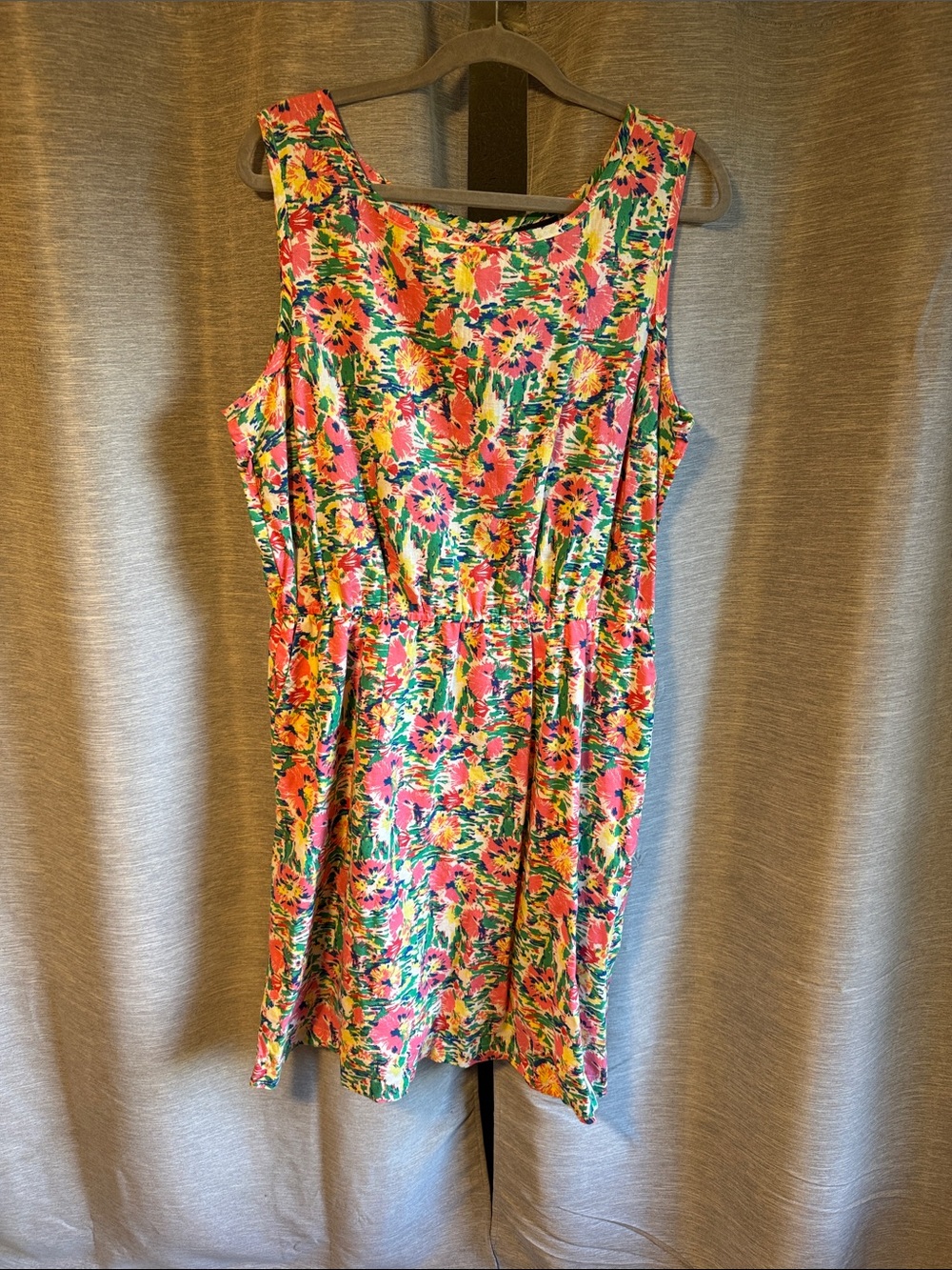 Columbia Floral Midi Dress in Pink, Green & Yellow